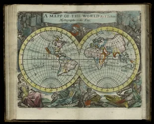 Un mapa del mundo del Atlas maritimus de John Seller, 1682